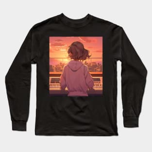 Sunset Lofi Girl DJ Set Long Sleeve T-Shirt